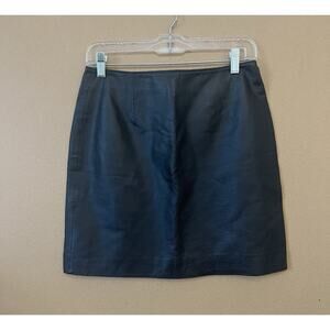 Vintage Black Leather Midi Skirt | 90s Minimal